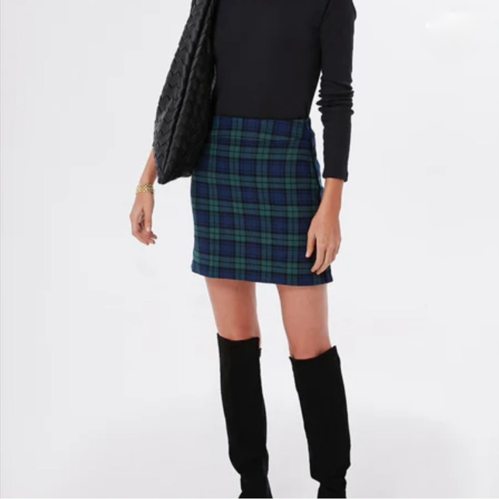Vineyard Vines Blue and Green Plaid Mini Skirt